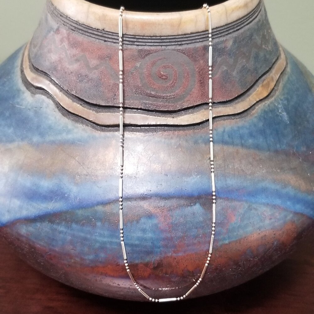 Sterling Silver 925 Dot and Dash Beaded Chain 20" Necklace NWT
